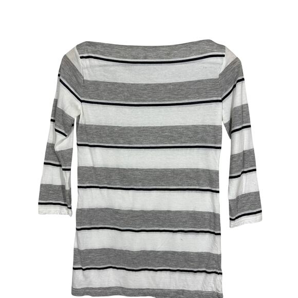 Standard x James Perse Knit Boat Neck Tee Stripe Casual Soft White Gray - 1 - Picture 1 of 7
